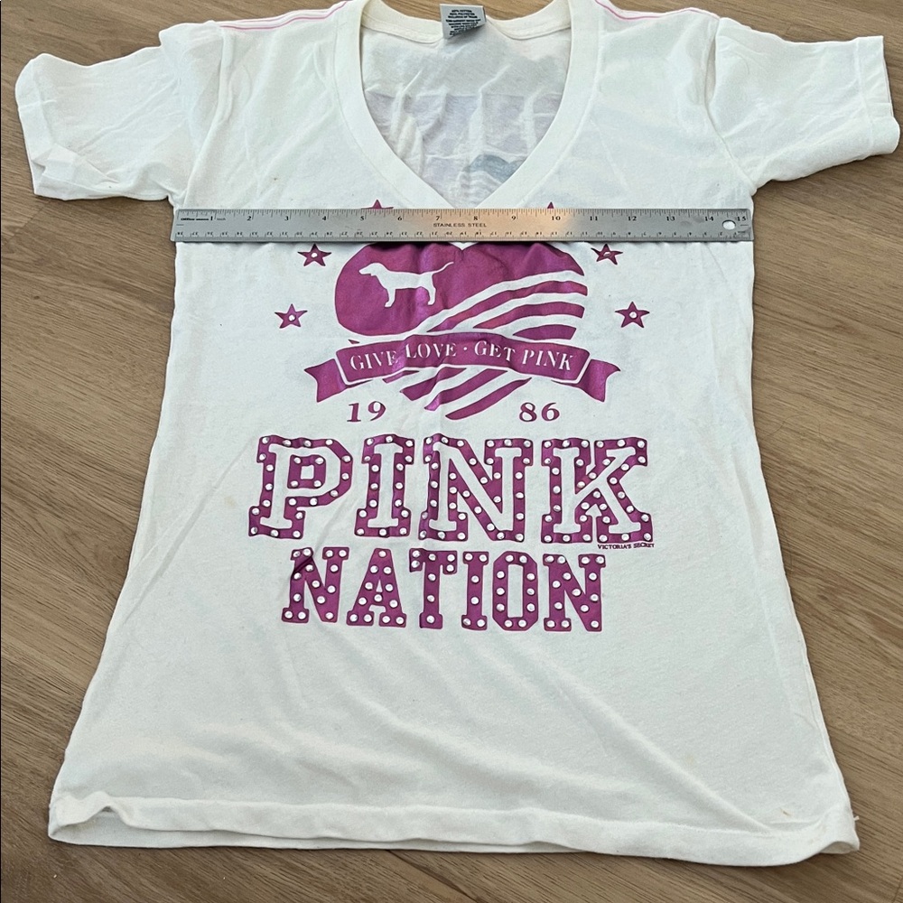 PINK Victoria's Secret White Tee with Pink Graphic Logo